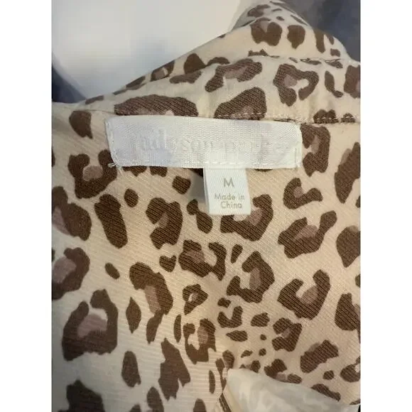 Adyson Parker Leopard Moto Jacket Size M Beige Tan Blush Silver Zipper Tailored - Picture 6 of 13